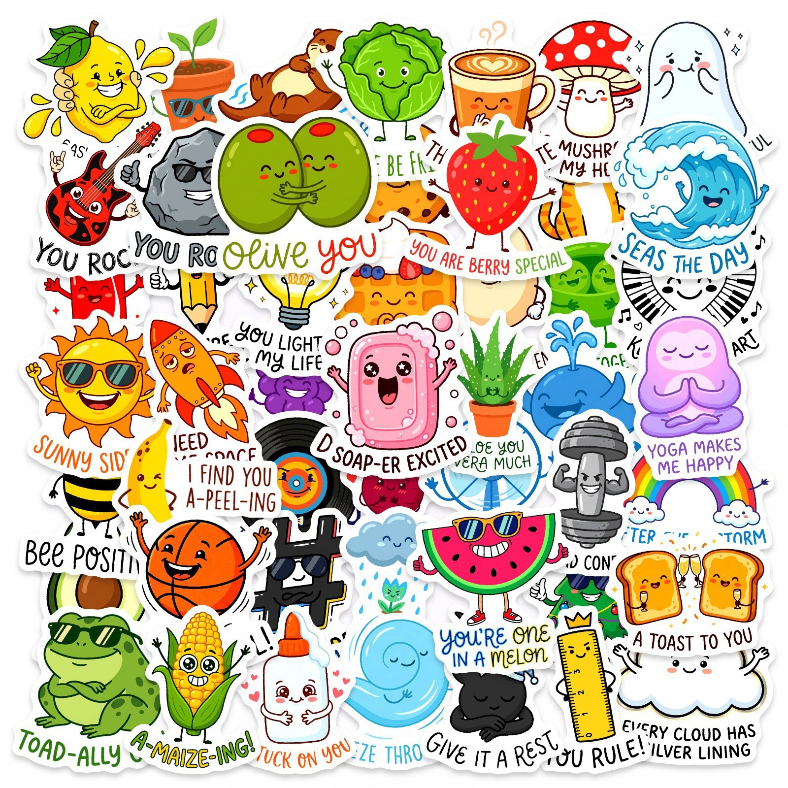 Kids Education Motivation - 50-Pack Cute Early Education Double-Entendre Stickers