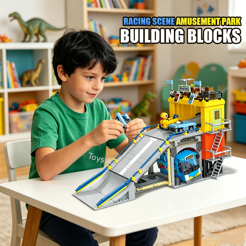 Kids Education Park - Roller Coaster Slope Building Block Racing