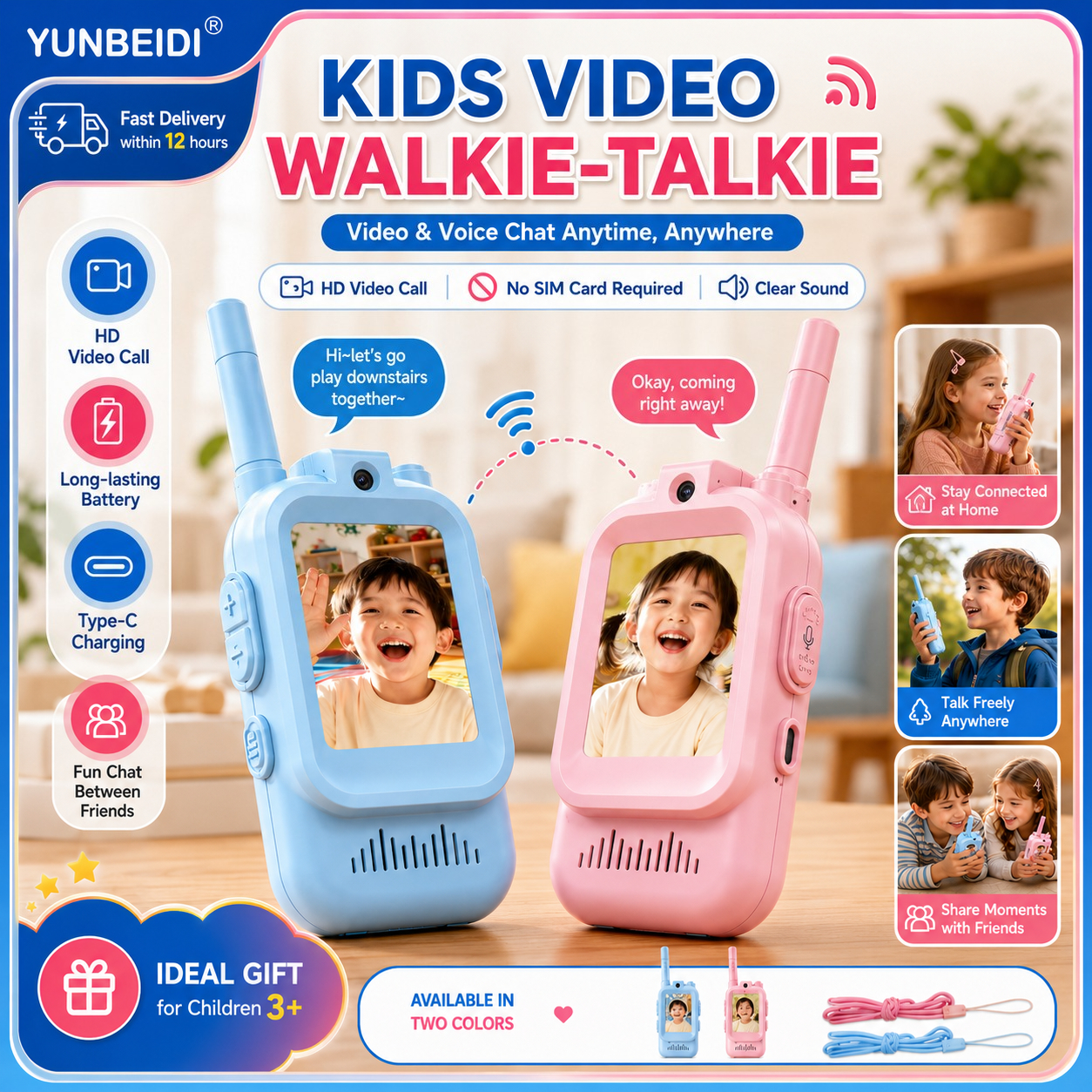 Kids Definition Of Education - 2PCS Kids Video Walkie Talkies USB