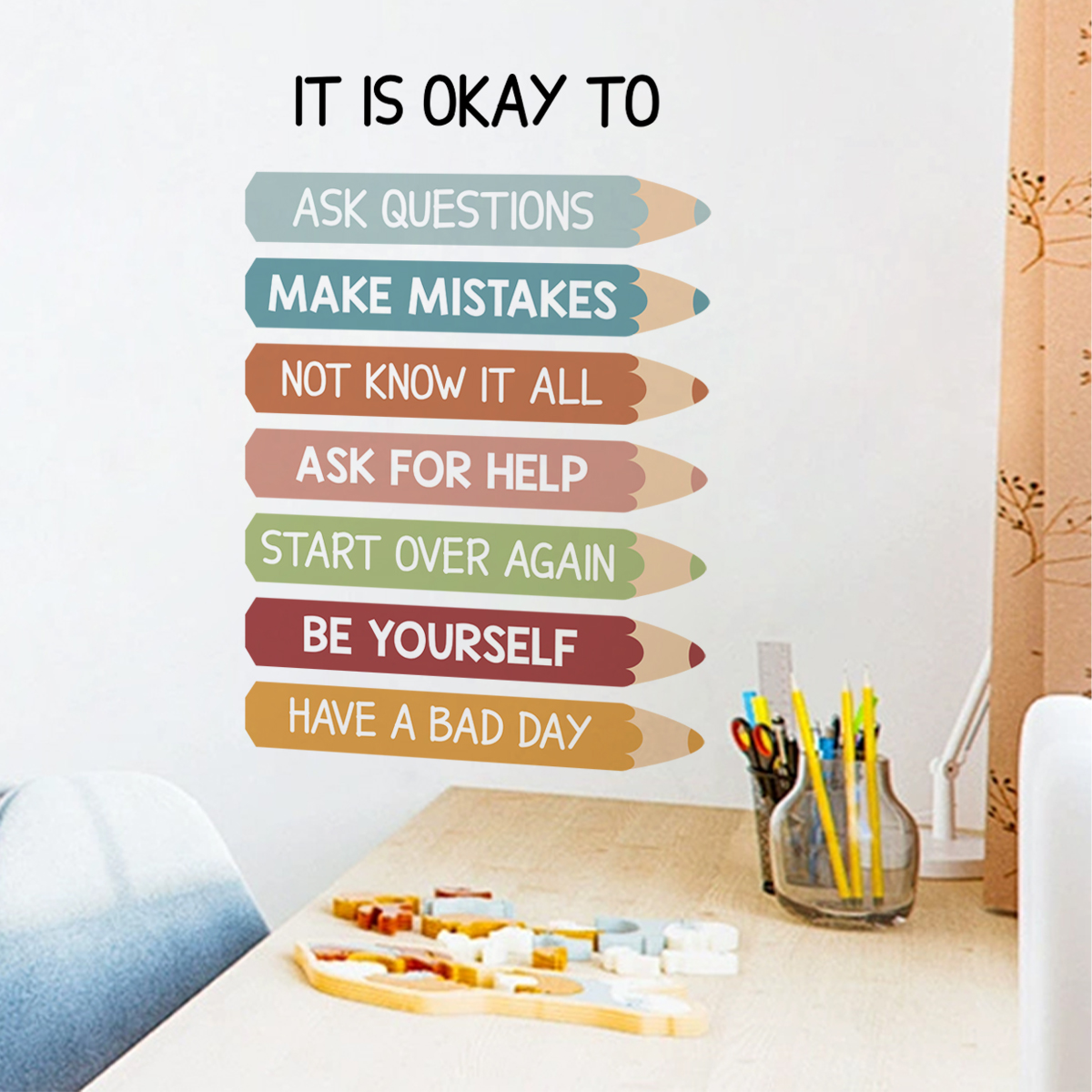 Pencils IT IS OKAY TO Motivati - Kids Education Motivation avaliação e preço