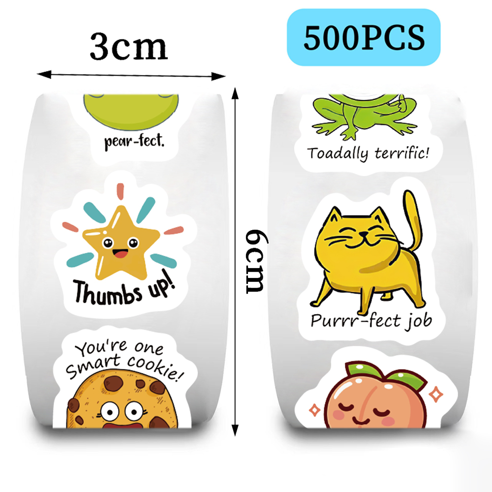 500pcs roll Cute Decal Student - Kids Education Motivation avaliação e preço