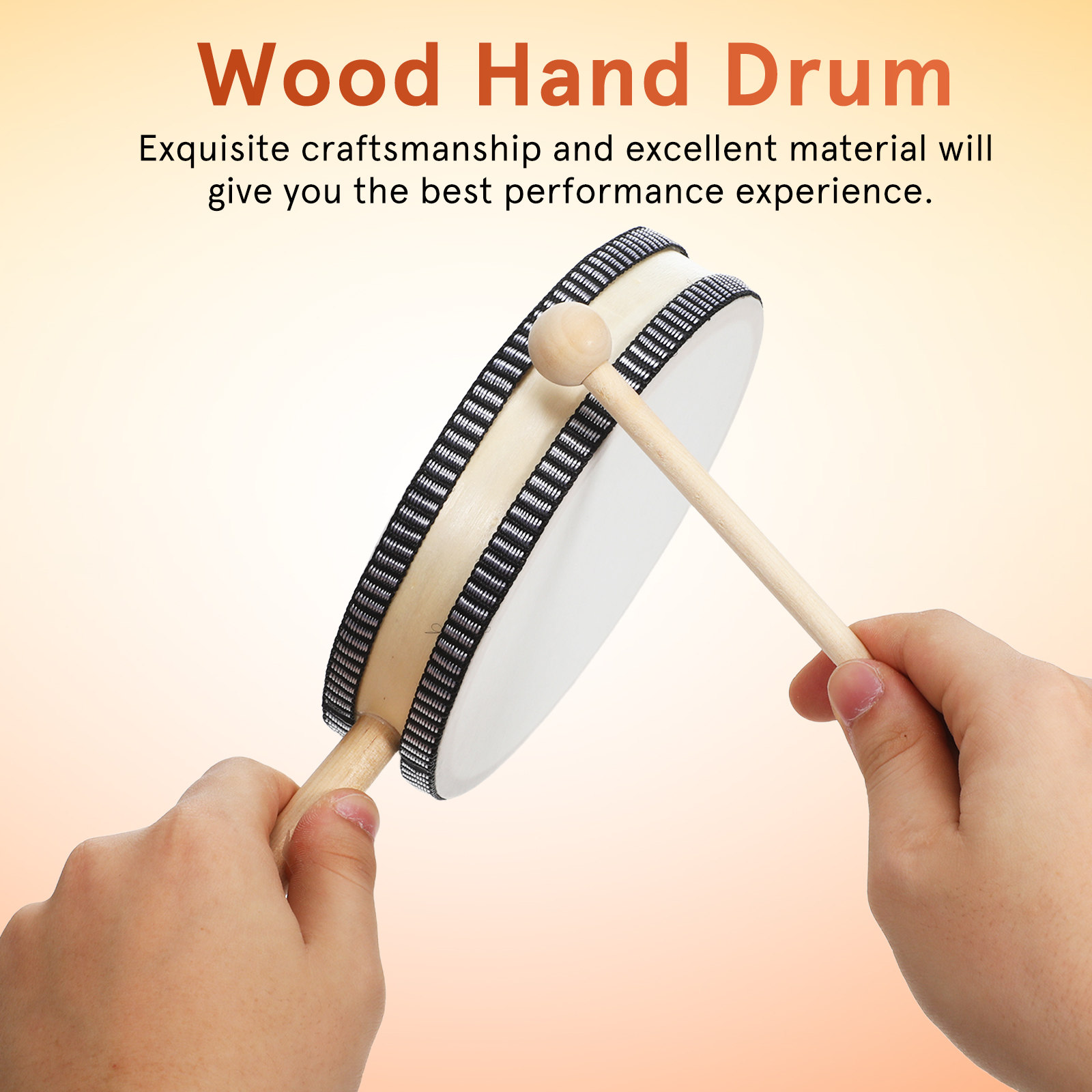 1Set Hand Drum Wooden Hand Per - Kids Education Music avaliação e preço