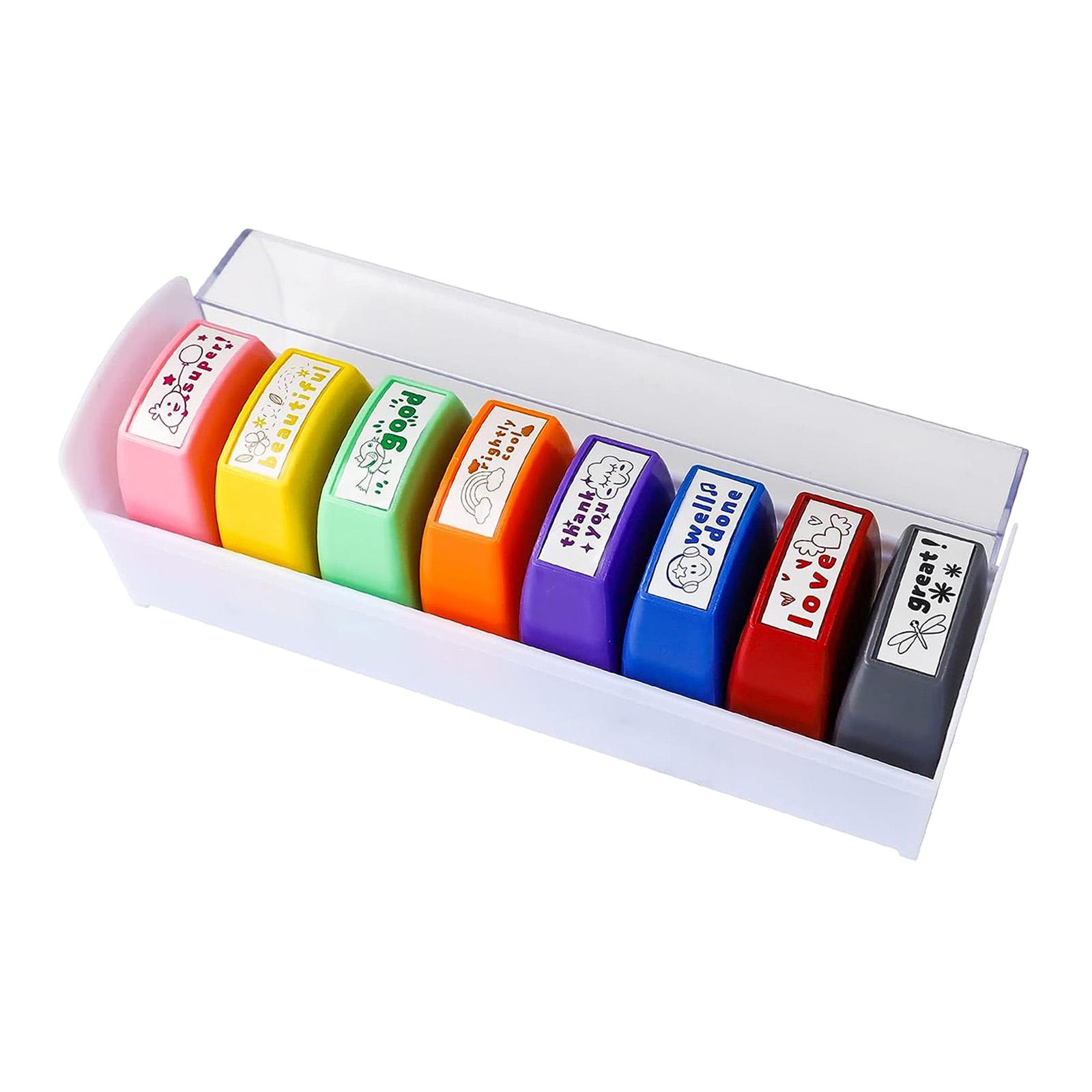 8x Teacher Stamps Set Encourag - Kids Education Motivation avaliação e preço