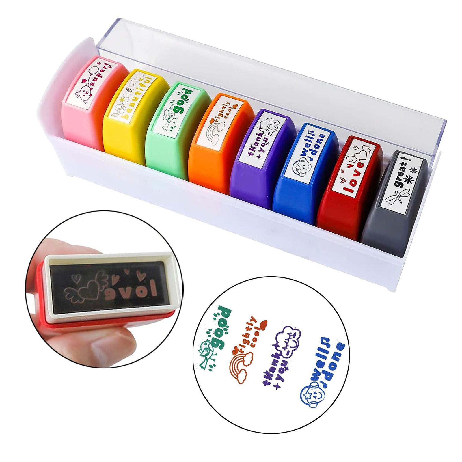 8x Teacher Stamps Set Encourag - Kids Education Motivation avaliação e preço