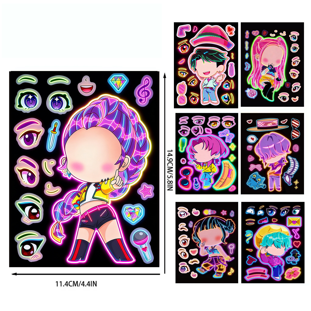 8pcs Funny Girls Stickers Toys - Kids Education Music avaliação e preço