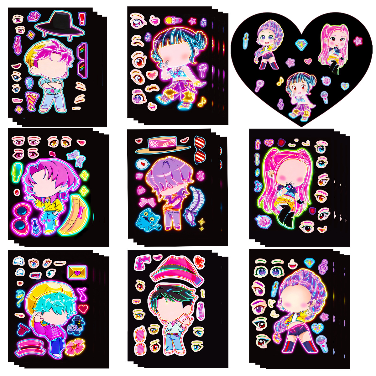 8pcs Funny Girls Stickers Toys - Kids Education Music avaliação e preço