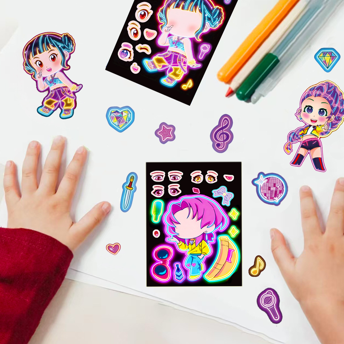 8pcs Funny Girls Stickers Toys - Kids Education Music avaliação e preço