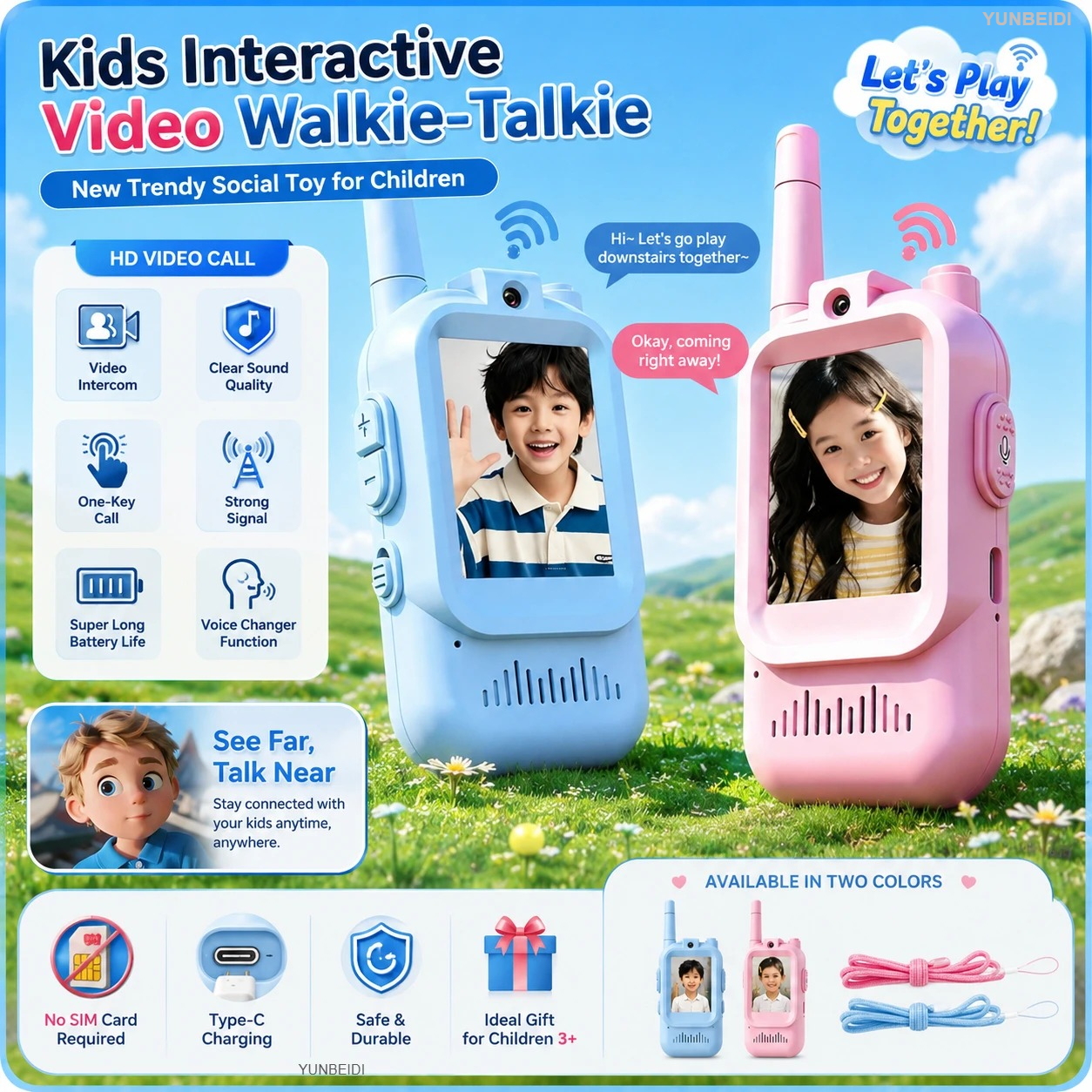 2PCS Kids Video Walkie Talkies - Kids Definition Of Education avaliação e preço